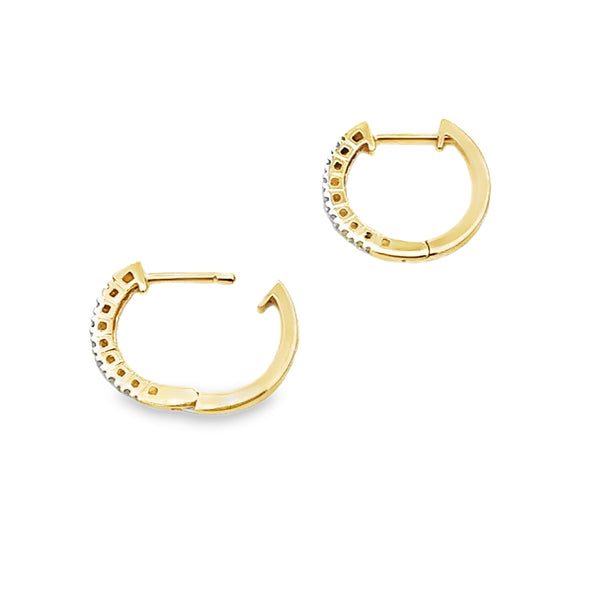 Genuine .07ct Diamond Hoop Earrings 10KT Yellow Gold