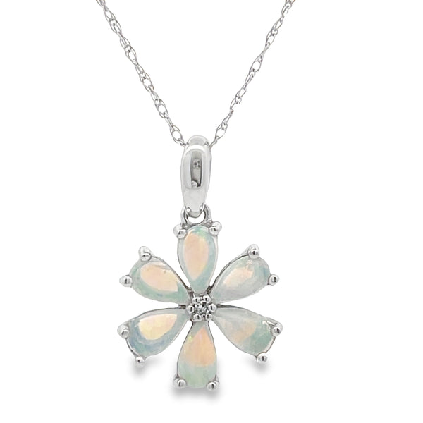 .01ct Opal Diamond Fashion Pendants 14KT White Gold