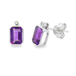 .53ct Amethyst Diamond Stud Earrings 10KT White Gold