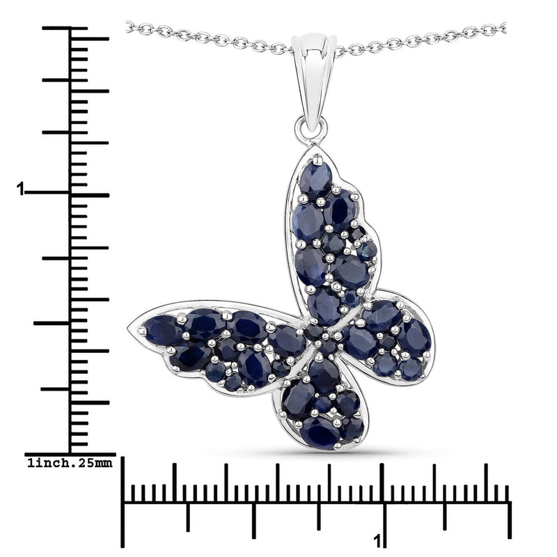 4.36 Carat Genuine Blue Sapphire .925 Sterling Silver Pendant