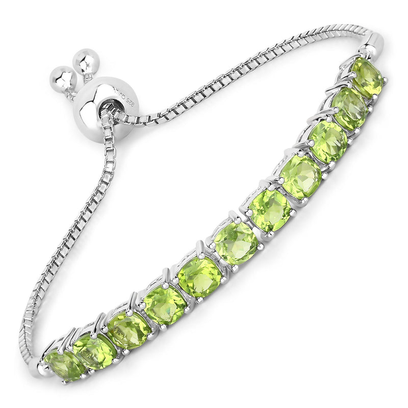 6.05 Carat Genuine Peridot .925 Sterling Silver Bracelet