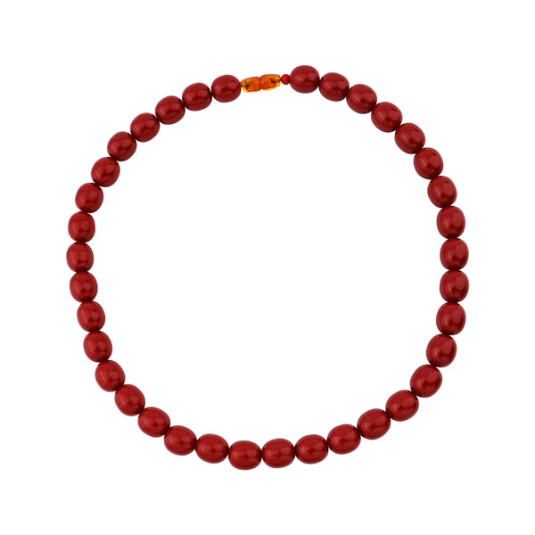 Red Amber Graduated Bead Statement Necklace