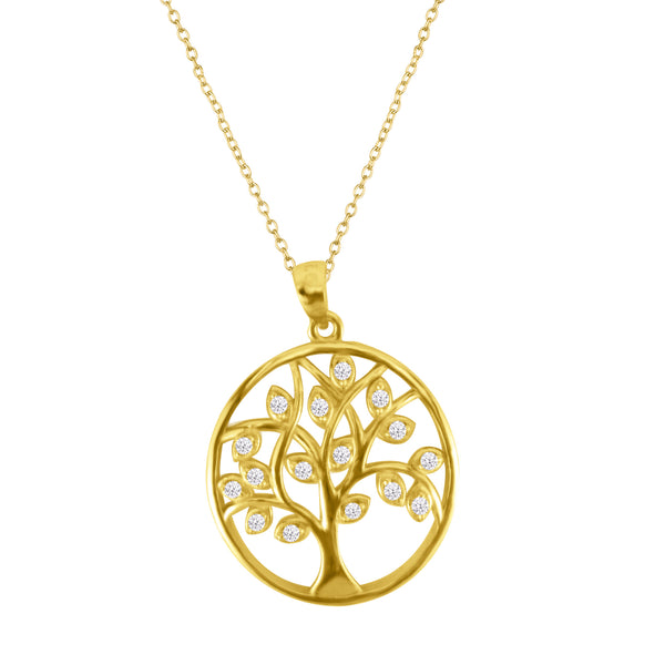 V3 Jewelry 18K Gold Plated with Natural White Topaz Nature Inspired Pendant 18" Gift for Her