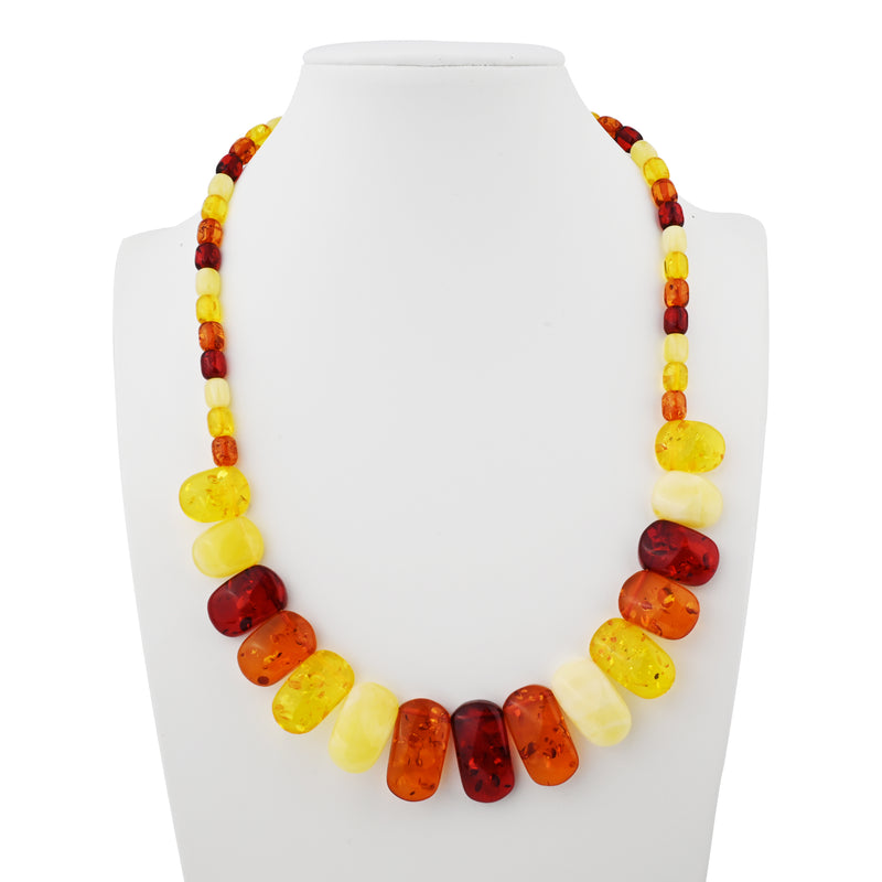 Multi Color Amber Flat Statement Necklace