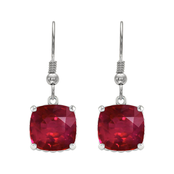 Sterling Silver with Ruby Dangle Earrings