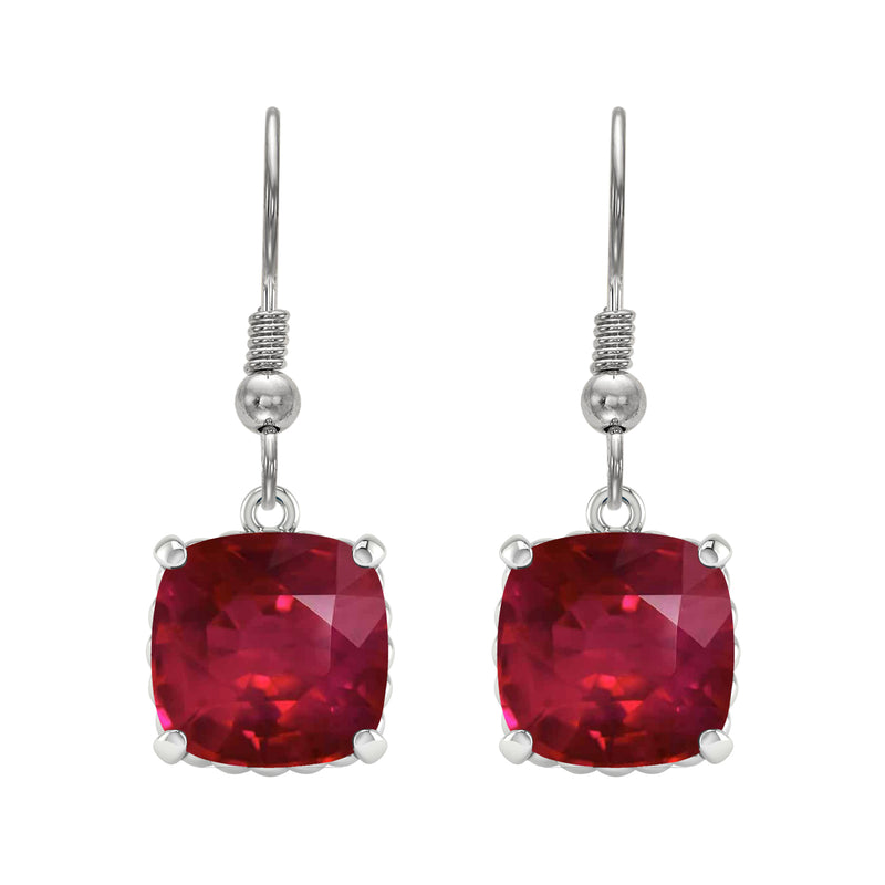 Sterling Silver with Ruby Dangle Earrings