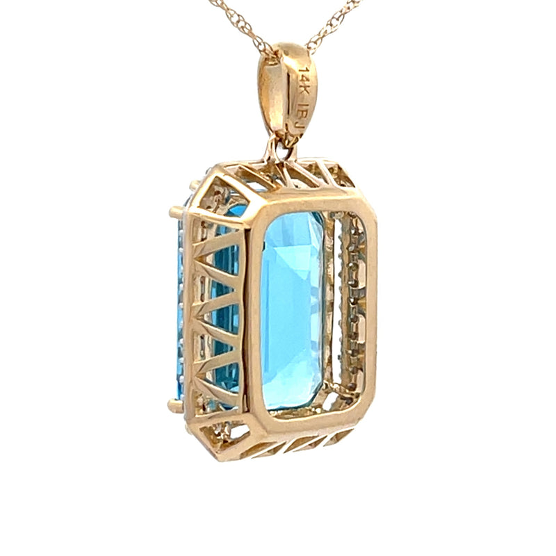 Blue Topaz Diamond Fashion Pendants 14KT Yellow Gold