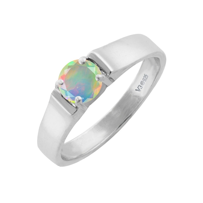 V3 Jewelry Natural Ethiopian Opal & Sterling Silver Solitaire Ring