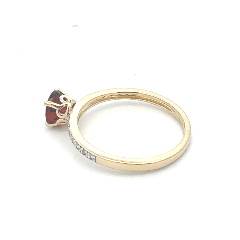 Natural 1.21ct Garnet Diamond Ring 10KT Yellow Gold