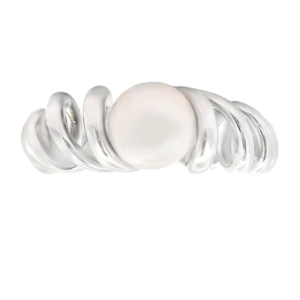 Natural FW Pearl Cubic Zirconium Ring Sterling Silver