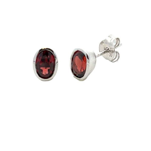 Genuine .78ct Garnet Stud Earrings 10KT White Gold