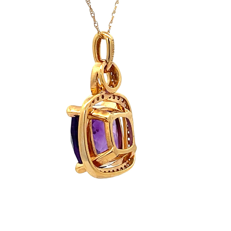 Amethyst Diamond Fashion Pendants 14KT Yellow Gold