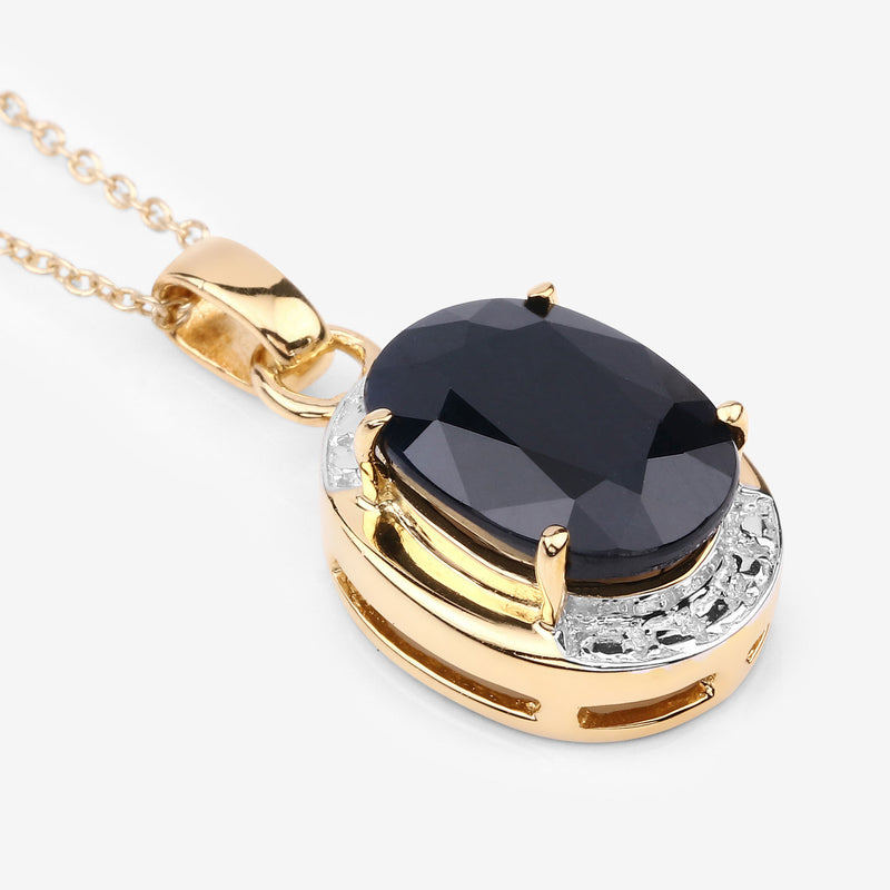 7.50 Carat Genuine Black Sapphire .925 Sterling Silver Pendant