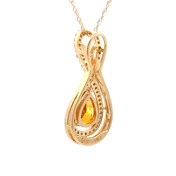 .77ct Citrine Diamond Fashion Pendants 14KT Yellow Gold