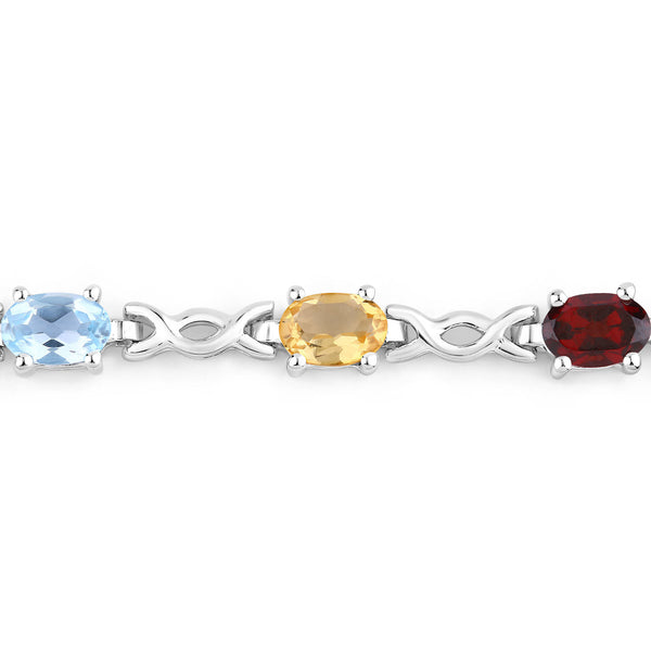 2.24 Carat Genuine Multi Stone .925 Sterling Silver Bracelet