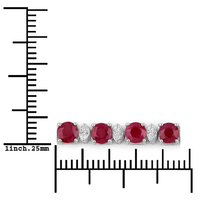 8.69 Carat Genuine Ruby and White Diamond 14K White Gold Bracelet