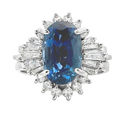 Natural 3.77ct Sapphire Diamond Ring .900 Platinum