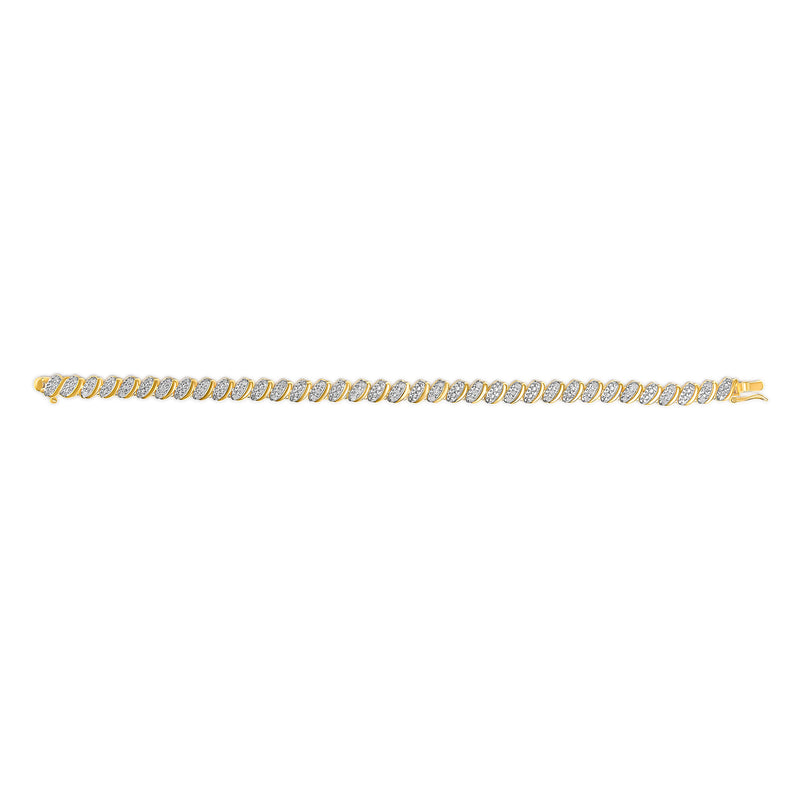 10K Yellow Gold Plated .925 Sterling Silver 1/2 Cttw Diamond Oval Link Bracelet (I-J Color, I3 Clarity) - 7.75 Inches