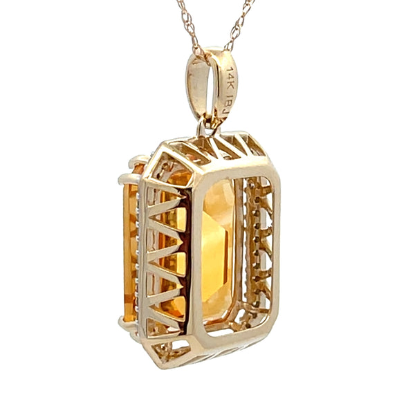 Citrine Diamond Fashion Pendants 14KT Yellow Gold