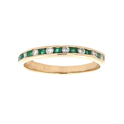 Emerald Diamond Fashion band rings 14KT Yellow Gold