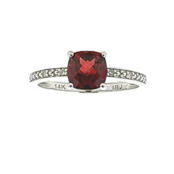 Genuine 1.57ct Garnet Diamond Ring 14KT White Gold