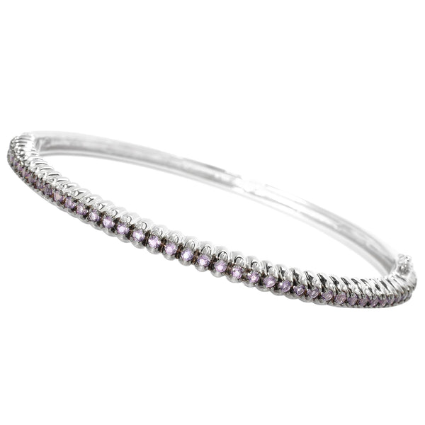 Sterling Silver Natural Amethyst Bangle Bracelet