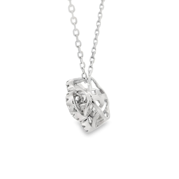 Natural Silver and CZ Dancing Pendants Sterling Silver