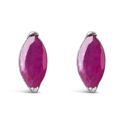 .925 Sterling Silver 1/2 Cttw Created Pink Ruby Gemstone Solitaire Stud Earrings