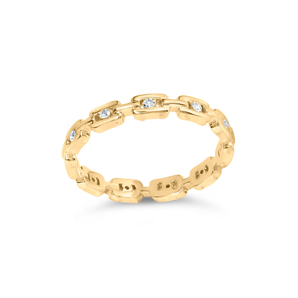 10K Yellow Gold 1/10 Cttw Paperclip Style Link Band Ring (H-I Color, I1-I2 Clarity) - Ring Size 6