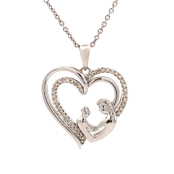 .11ct Diamond Heart Love Pendant Sterling Silver