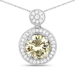 IGI Certified 1.35 Carat Genuine Light Yellow Diamond Center and 0.18cttw White Diamond 18K White Gold Pendant (1.53cttw)