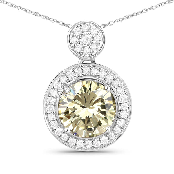 IGI Certified 1.35 Carat Genuine Light Yellow Diamond Center and 0.18cttw White Diamond 18K White Gold Pendant (1.53cttw)