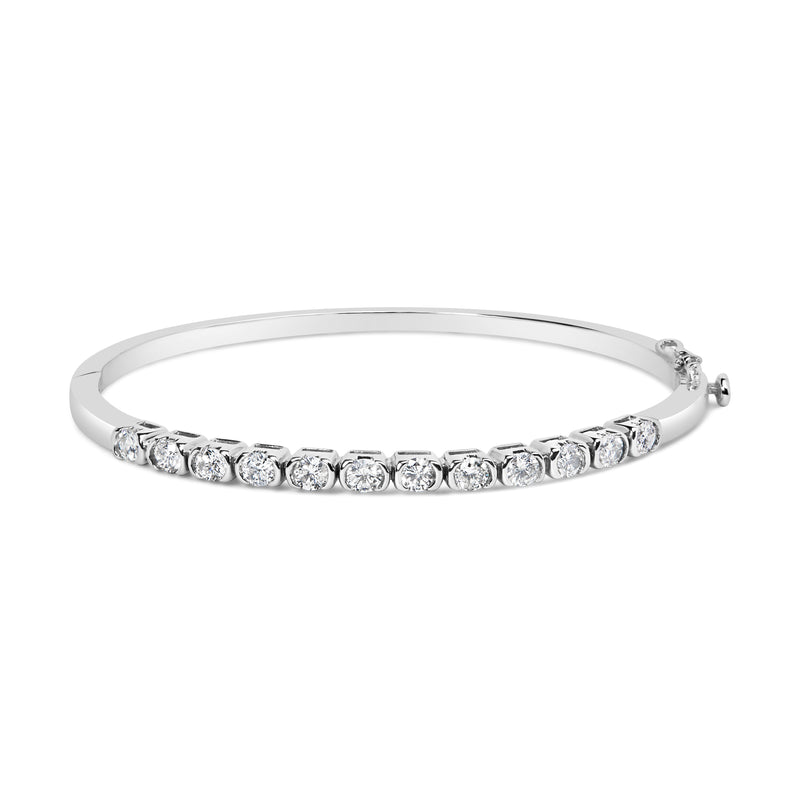 14K White Gold 1 7/8ct. TDW Round Cut Diamond Bonds of Love Bangle (H-I SI1-SI2)