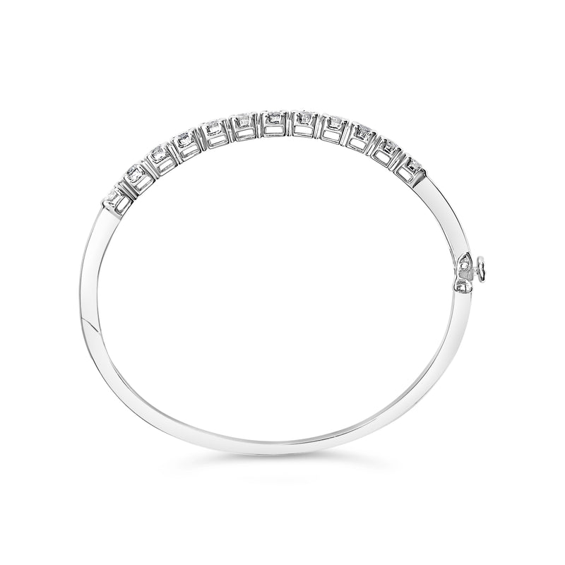 14K White Gold 1 7/8ct. TDW Round Cut Diamond Bonds of Love Bangle (H-I SI1-SI2)