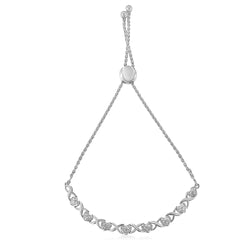.925 Sterling Silver 1/10 Cttw Diamond Heart and X-Link 6â€-9â€ Adjustable Bolo Bracelet (H-I Color, I2-I3 Clarity)