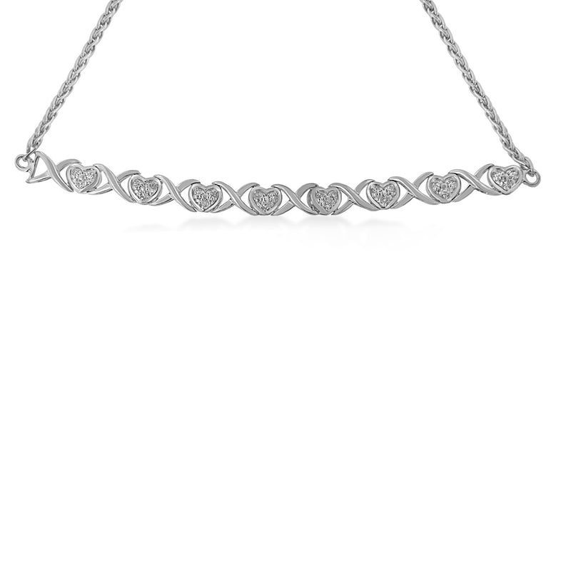 .925 Sterling Silver 1/10 Cttw Diamond Heart and X-Link 6â€-9â€ Adjustable Bolo Bracelet (H-I Color, I2-I3 Clarity)