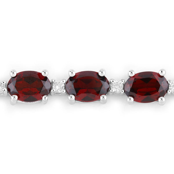 11.53 Carat Genuine Garnet and White Topaz .925 Sterling Silver Bracelet