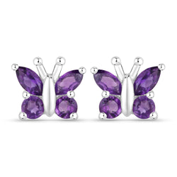 1.00 Carat Genuine Amethyst .925 Sterling Silver Earrings