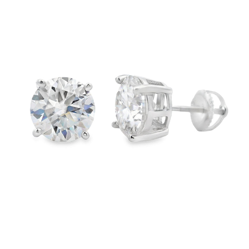 Genuine 6.00ct Moissanite Stud Earrings Sterling Silver