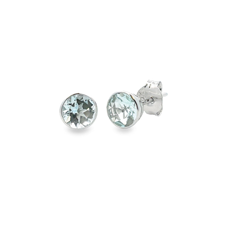 Natural .78ct Aquamarine Stud Earrings 10KT White Gold