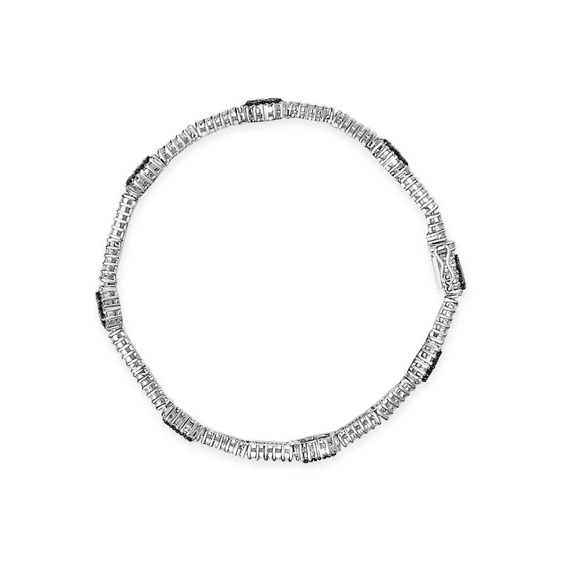 18K White Gold 2 3/4 Cttw Diamond and 3x3MM Sapphire Double Row Link Bracelet (G-H Color, VS1-VS2 Clarity) - 7" Inches