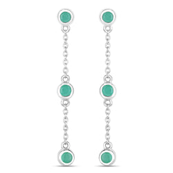 0.60 Carat Genuine Emerald .925 Sterling Silver Earrings