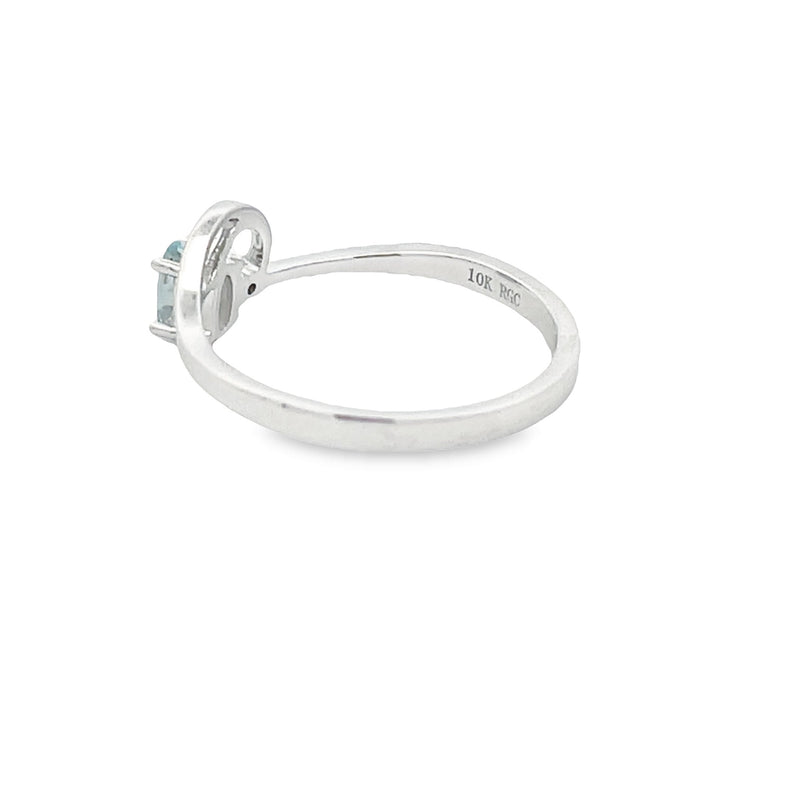 Natural .02ct Aquamarine Diamond Ring 10KT White Gold