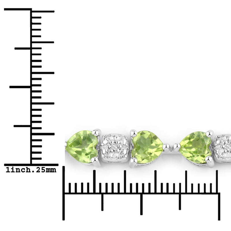 9.78 Carat Genuine Peridot and White Diamond .925 Sterling Silver Bracelet