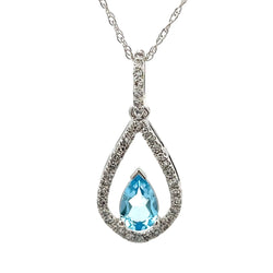 Blue Topaz Diamond Fashion Pendants 10KT White Gold