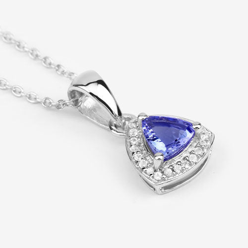 0.75 Carat Genuine Tanzanite .925 Sterling Silver Pendant