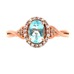 Created Aquamarine Created Sapphire Ring 10KT Rose Gold