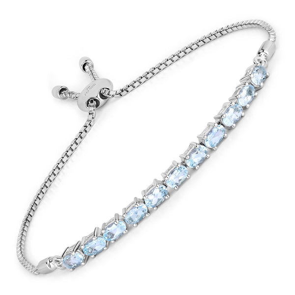 2.20 Carat Genuine Aquamarine .925 Sterling Silver Bracelet