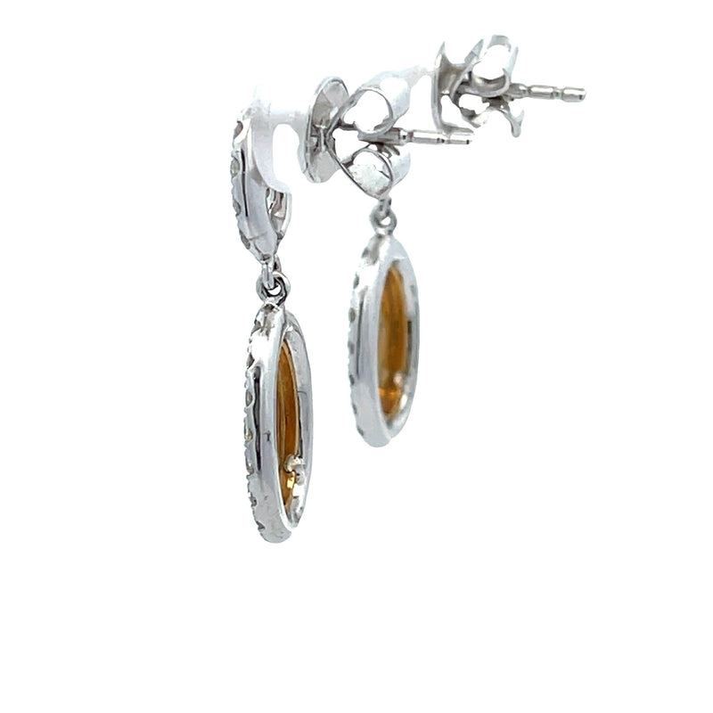 Genuine .98ct Diamond Dangle Earrings 18KT 2 Tone Gold