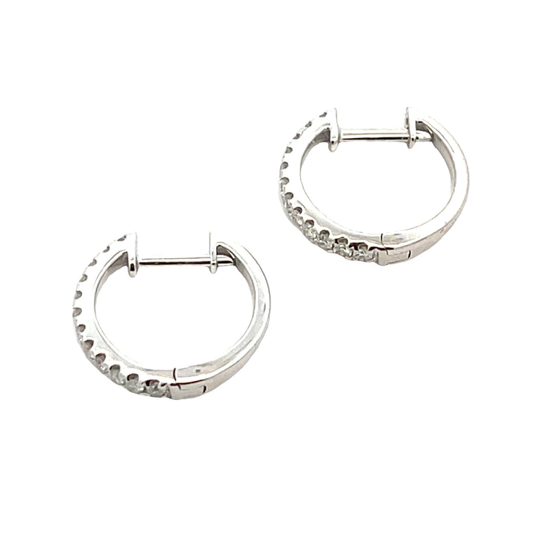 Genuine .30ct Diamond Hoop Earrings 14KT White Gold